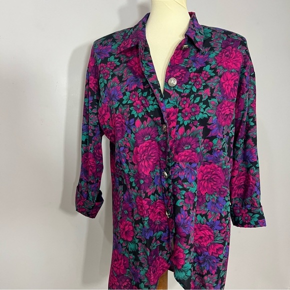 Vintage Justin Thyme Floral Co ord Set Colorful Pantsuit Spring Two Piece Set - Picture 7 of 10